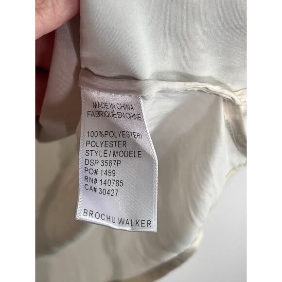 Brochu Walker Tie Dye Long Sleeve Ruffle Trim Button-Front Blouse Gray/White XS - Picture 6 of 9